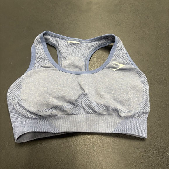 Gymshark Vital Seamless 2.0 Sports Bra Womens‎ Size XS Blue Racerback Padded - Picture 1 of 3